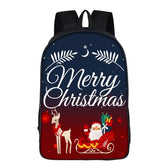 Santa Claus Elk Backpack School Casual Book Bag School Bag for Kids Boy Girls